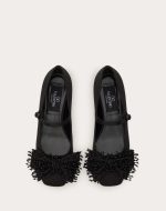 VALENTINO GARAVANI BOWJANE MARY-JANE SATIN BALLERINA WITH FRINGED EMBROIDERY 20MM - Image 3